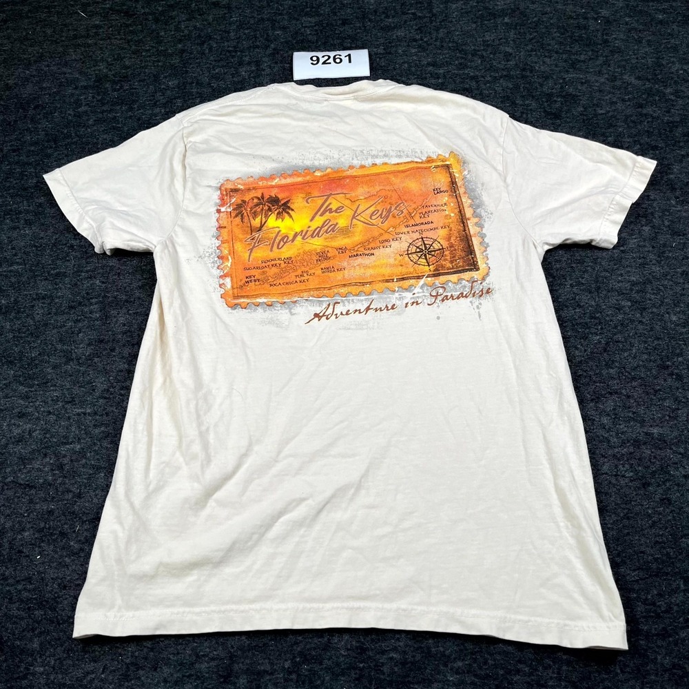 Comfort Colors T Shirt Mens Medium Cream Florida Keys Souvenir Graphic Print